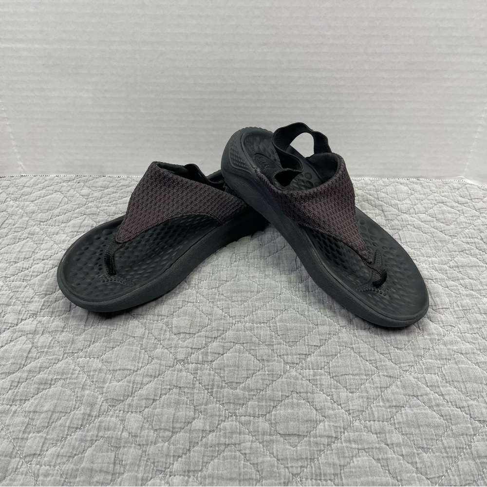 CROCS LiteRide Black Mesh Slingback Flip Flop Sandals W5